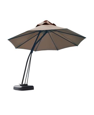 Outdoor Cantilever Hanging Umbrella with Base and Wheels