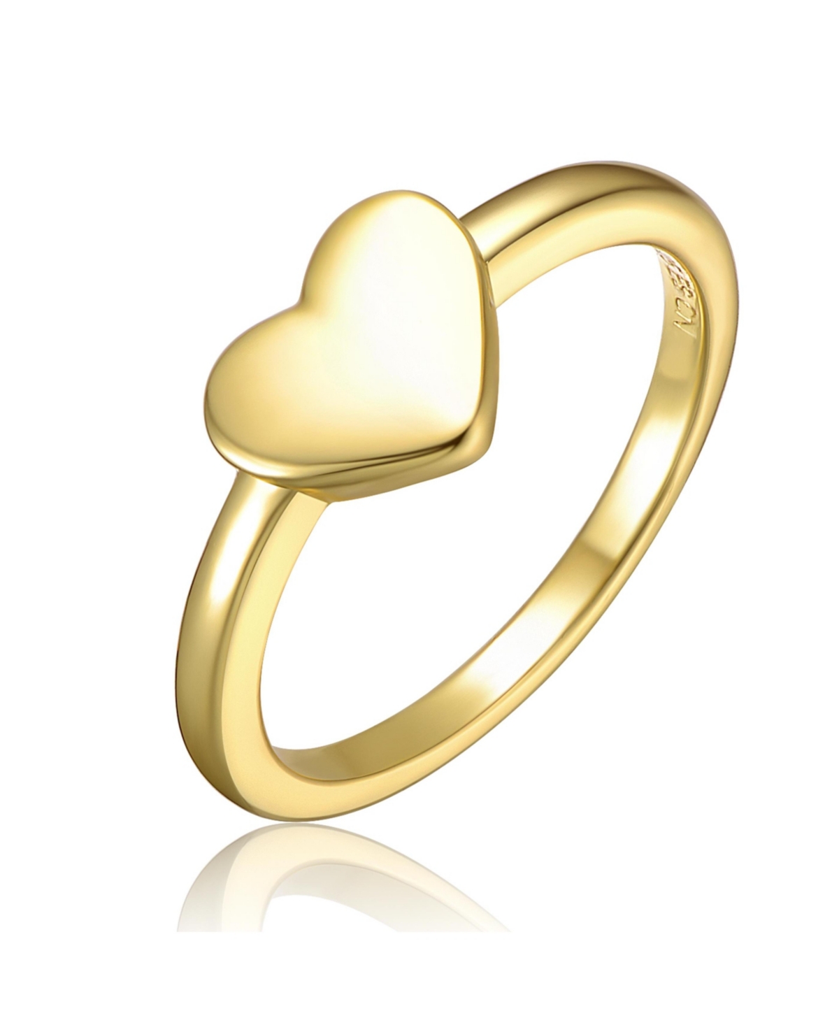 14K Gold Plated Heart Shaped Ring - Gold