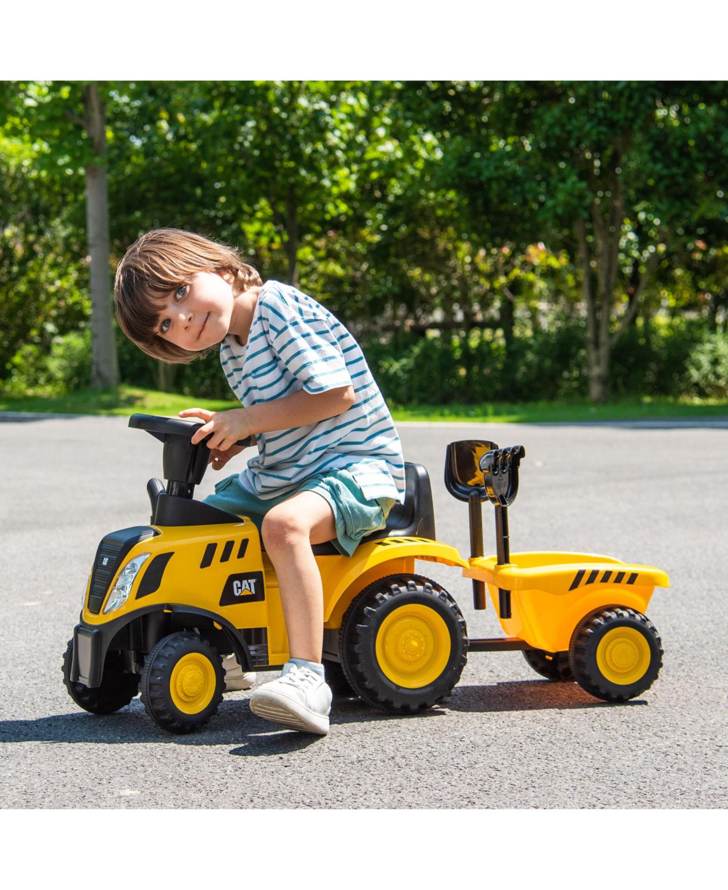 Детская игрушка Mecale Licensed Caterpillar Ride-On Tractor with Detachable Trailer, Ages 1.5+, цвет: Жёлтый — фото 4