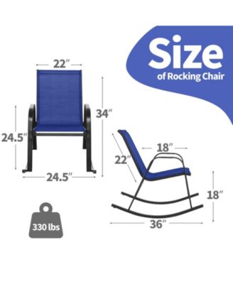 Set of 2 Metal Patio Rocking Chair with Breathable Seat Fabric