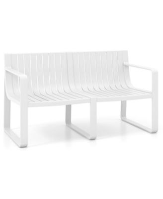 Weather-resistant Plastic 2-Person Bench with Curved Backrest