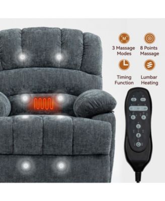 CASAINC 23"W Seat High-Back Chenille Power Lift Recliner Chair with 8-Point Vibration Massage and Lumbar Heating
