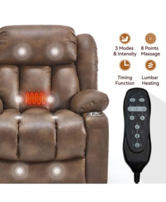 Dual Motor Infinite Position Up to 350 LBS Leatheraire Power Lift Recliner Chair with Vibration Massage and Lumbar Heating