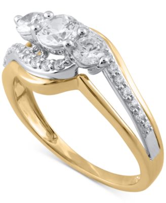 Macy's - Diamond Three Stone Engagement Ring (7/8 ct. t.w.) in 14k Two-Tone Gold