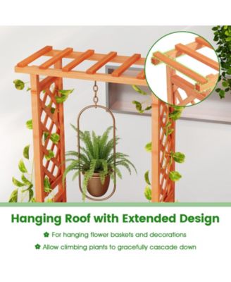 Raised Garden Bed with Side Trellis and Hanging Roof and Drainage Hole