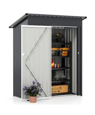 Outdoor Storage Shed with Sloped Roof and Lockable Door