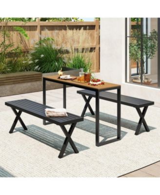 Outdoor Rectangle Console Table with Long-Lasting WPC Tabletop