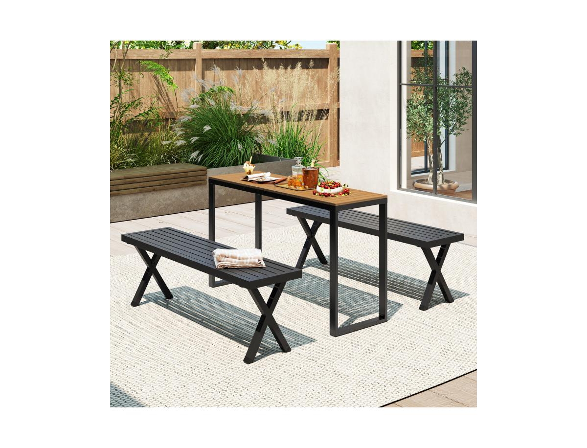 Slickblue Outdoor Rectangle Console Table with Long-Lasting Wpc Tabletop