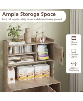 Large Cat Litter Box Enclosure with Display Storage Shelves