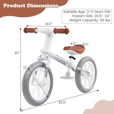 Balance Bike with Adjustable Seat and Rotatable Handlebar
