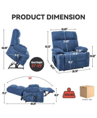 Dual Motor Infinite Position Up to 350 LBS Chenille Power Lift Recliner Chair with 8-Point Vibration Massage and Lumbar Heating Dual Cup Holders