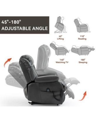 Dual Motor Infinite Position Up to 350 LBS Electric Leatheraire Power Lift Recliner Chair with 8-Point Vibration Massage and Lumbar Heating