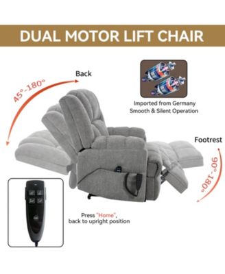 Dual Motor Heat Massage Power Lift Recliner Chair, Up to 350 lbs, Medium-Firm, Heavy-Duty with Power Remote