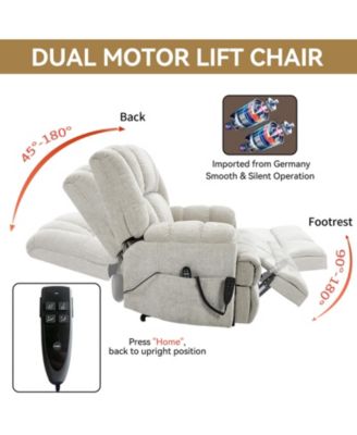 Dual Motor Heat Massage Power Lift Recliner Chair, Up to 350 lbs, Medium-Firm, Heavy-Duty with Power Remote