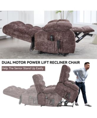 Lift Recliner Chair Heat Massage Dual Motor Infinite Position Up to 350 LBS Large Electric Power Lift Recliners with Power-Remote and Heavy duty