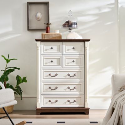 CASAINC 7 Drawer Bathrooom Cabinet Chest with Wooden Base and Riser Trim