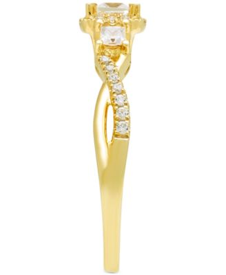 Diamond Princess Halo Twist Engagement Ring (1/2 ct. t.w.) in 14k Gold