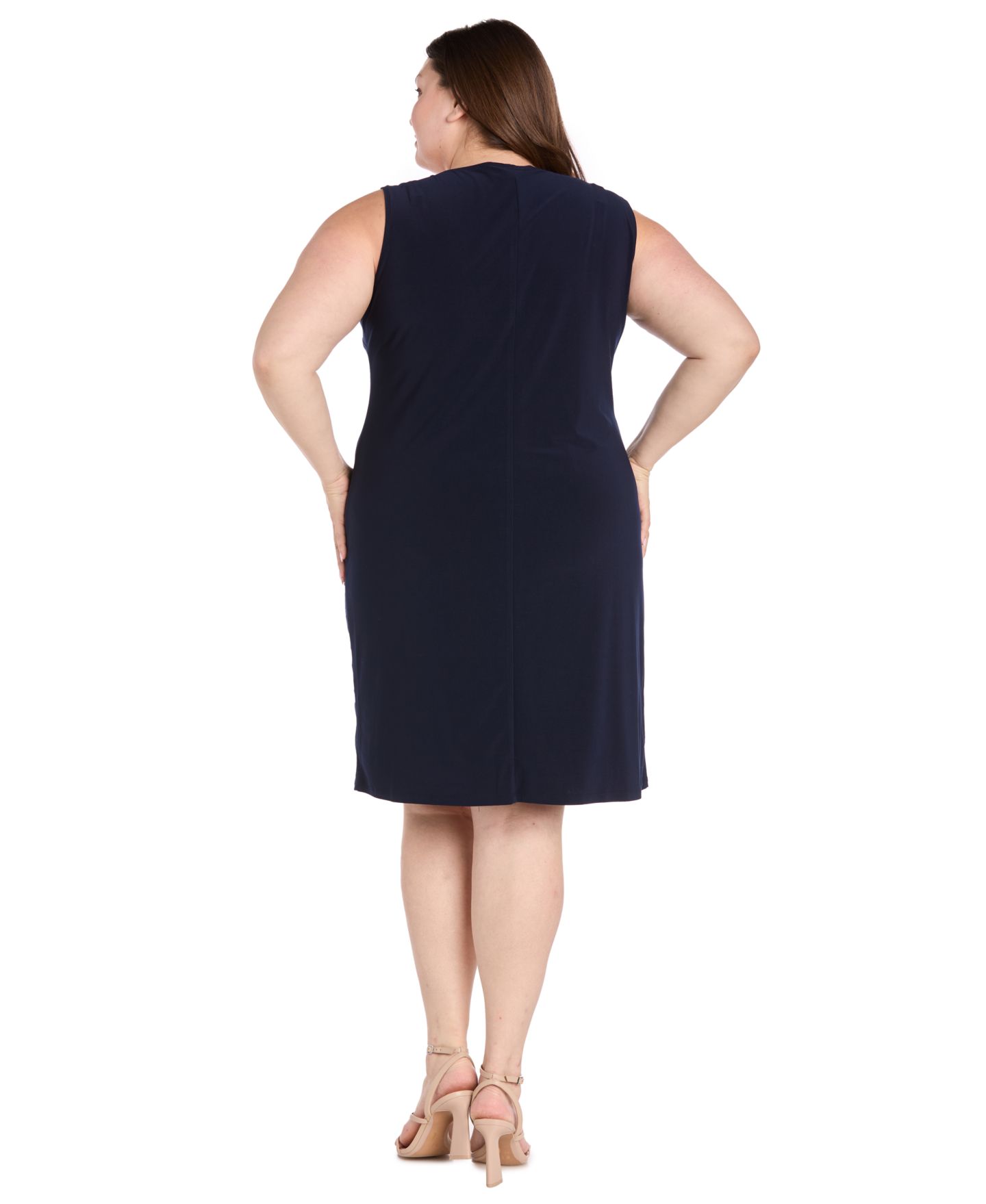 Женское платье R & M Richards Plus Size 3/4-Sleeve Jacket, цвет: Тёмно-синий / Серо-коричневый — фото 2