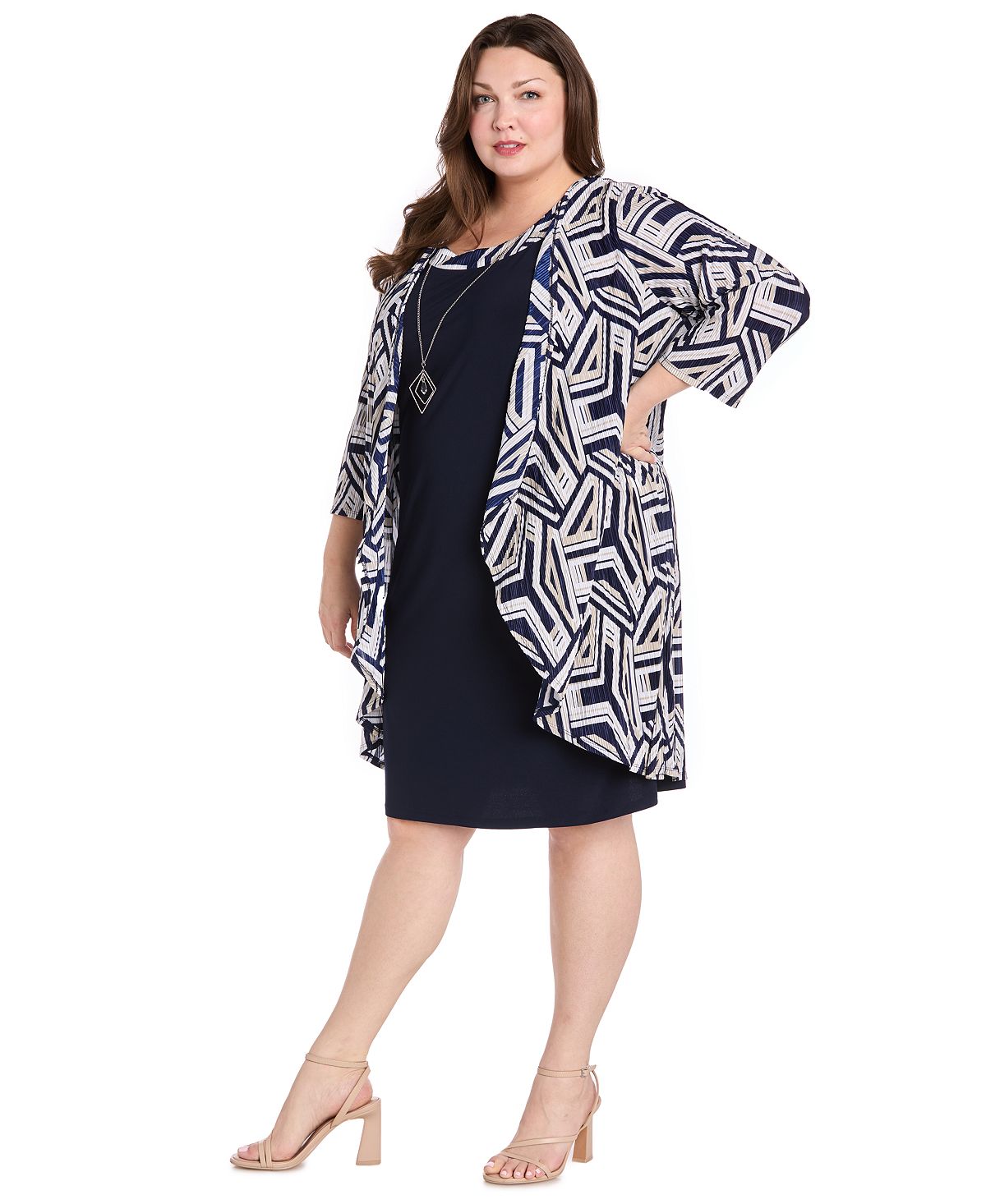 R & M Richards Plus Size 3/4-Sleeve Jacket Dress view 5 — MAYCSS fashion products