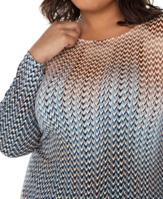 Trendy Plus Size Printed Knit Top