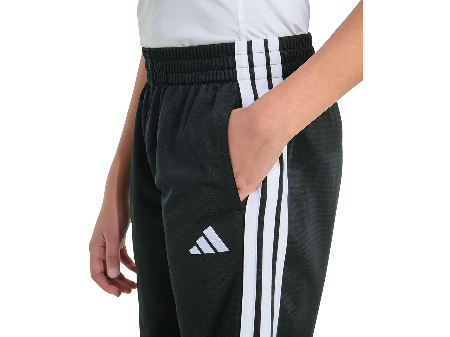 Брюки adidas Elastic-Waistband Essential 3-Stripe Jogger Pants для мальчиков, цвет: Чёрный — фото 4