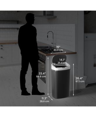 13 Gallon Sensor Kitchen Trash Can with Lid and Odor Filter, Durable Dent-Proof Plastic Garbage Bin Automatic Waste Basket