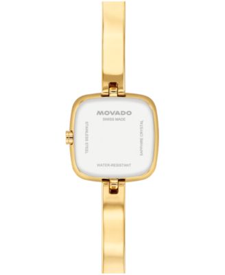 Women's Museum Cushion Swiss Quartz Yellow PVD Steel Bangle Watch, 21.50mm