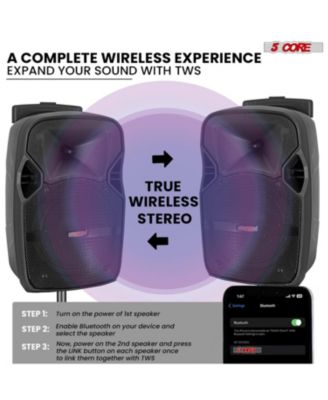 Party Speaker Bluetooth 400W Big Powered Rechargeable Outdoor PA DJ System w 2 Wireless Mics