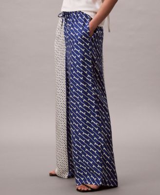 Calvin Klein - Women's Printed Twill Wide-Leg Pants