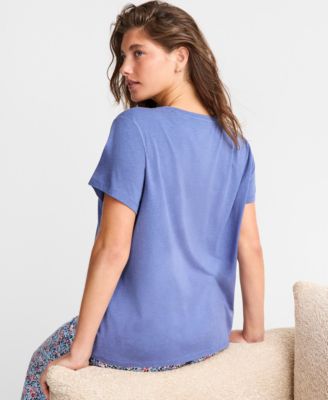 Women's Cotton Blend Short-Sleeve Sleep Tee XS-3X, Macy's Exclusive 