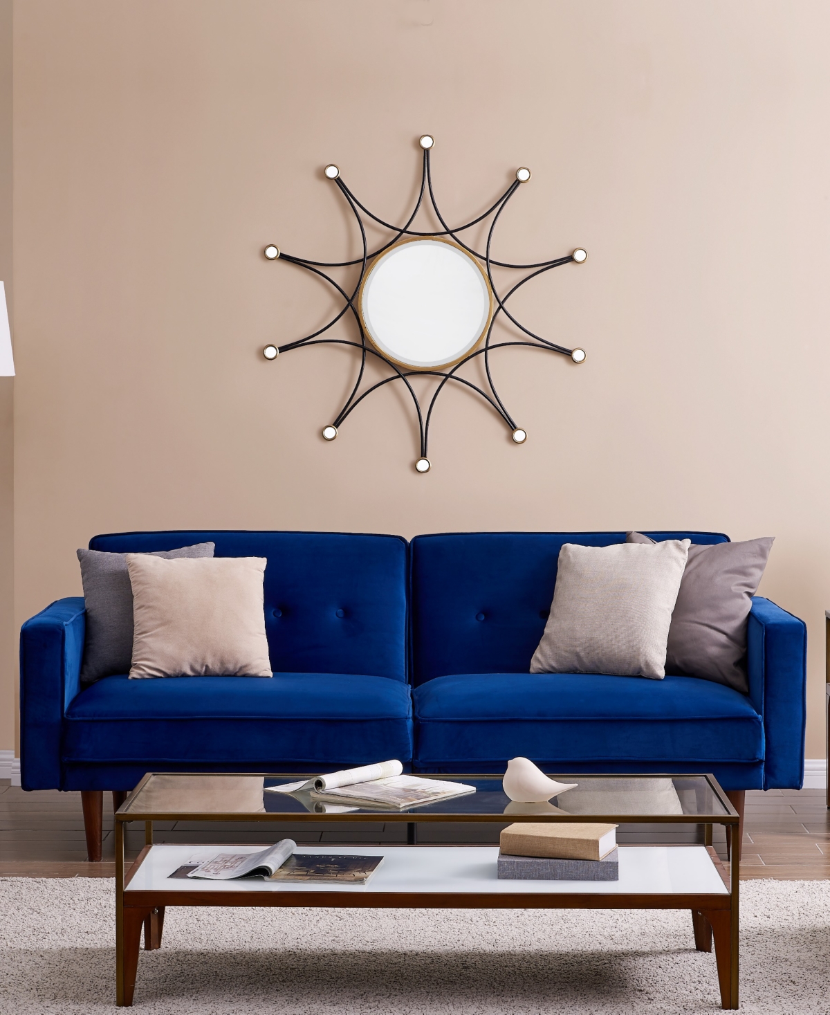 Gold Sparrow 84" Velvet Blake Convertible Sofa Bed, Created For Macy's