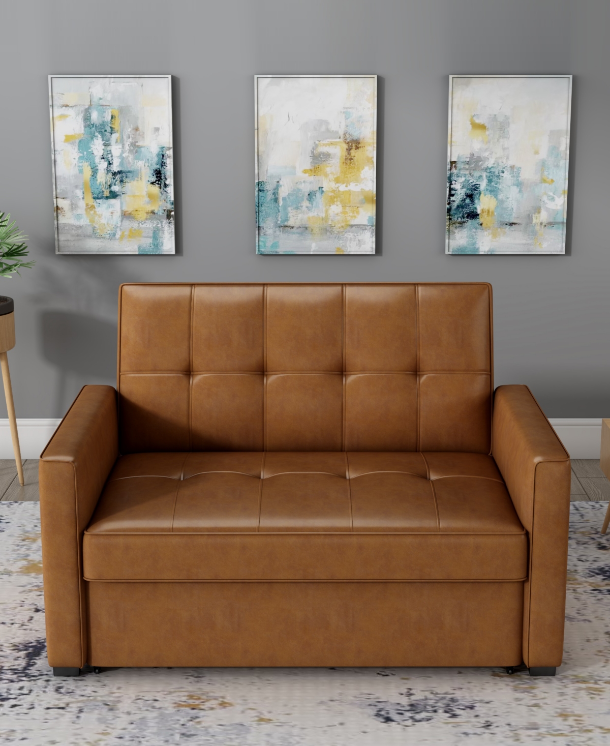 Gold Sparrow 51" Faux Leather Chandler Convertible Loveseat Bed, Created for Macy's