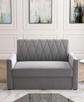 51" Velvet Riverside Convertible Loveseat Bed, Created for Macy's