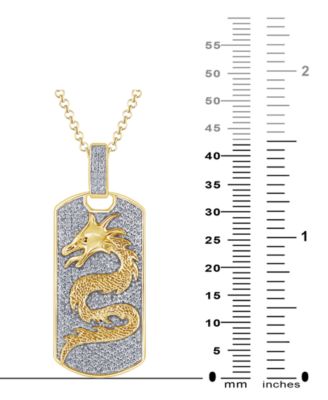 Men's Diamond Pav&eacute; Dragon Dog Tag 22" Pendant Necklace (1 ct. t.w.) in 10k Gold