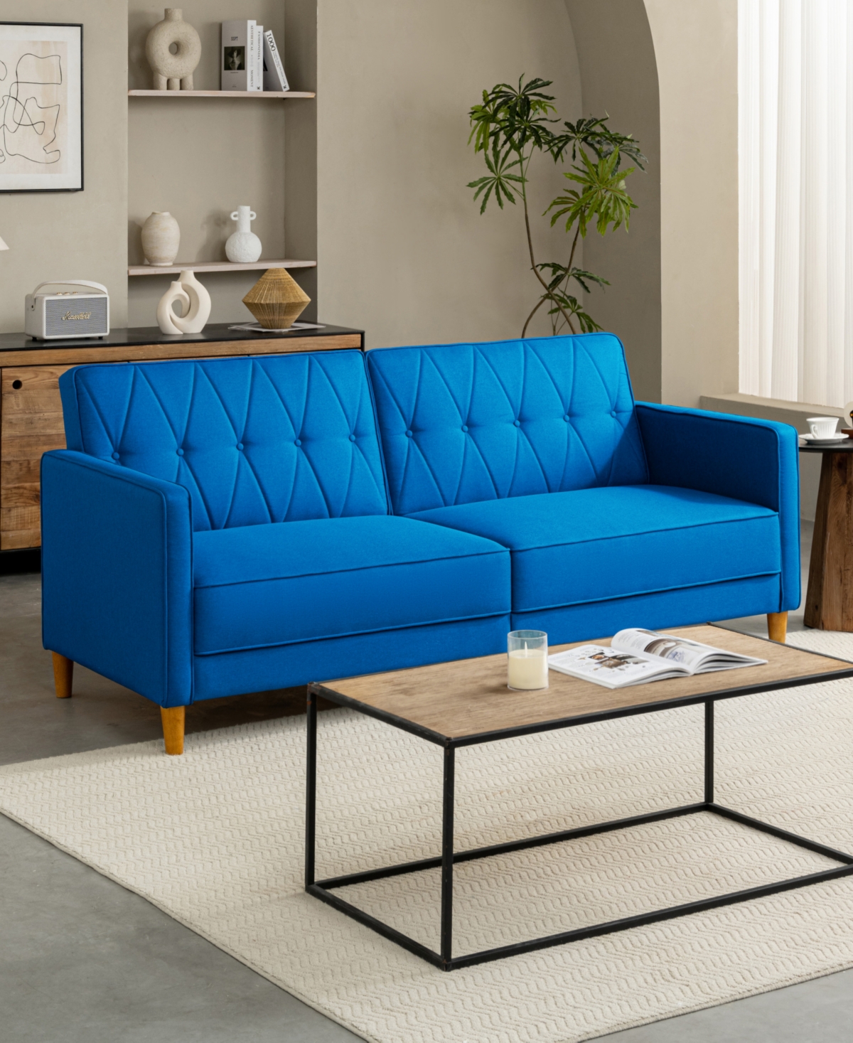 Gold Sparrow 77" Polyester Victoria Convertible Sofa Bed, Created For Macy's