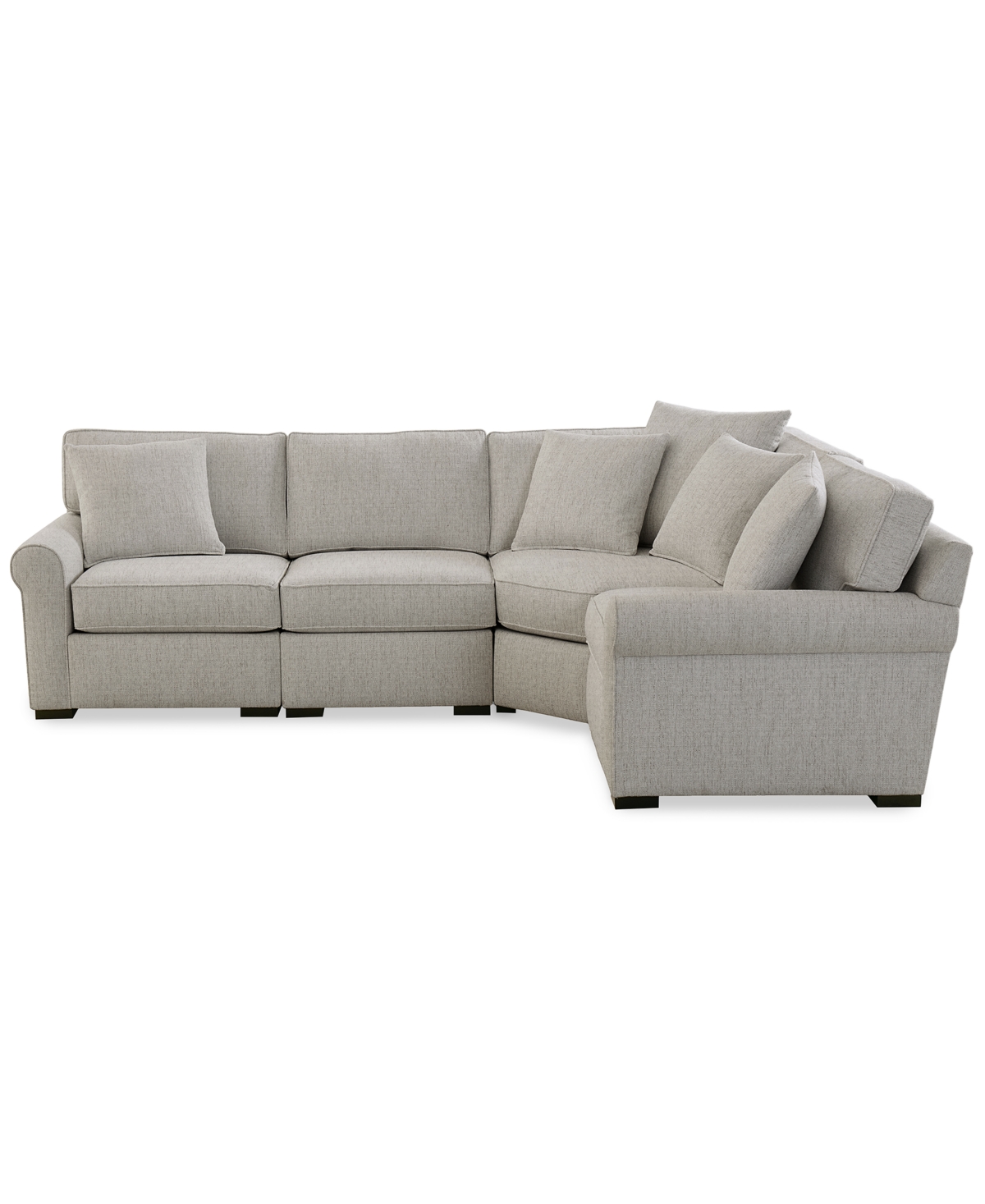 Macy's Radley Roll Arm 115" 4-pc. Fabric L Sectional With Wedge, Exclusively At  In Gray