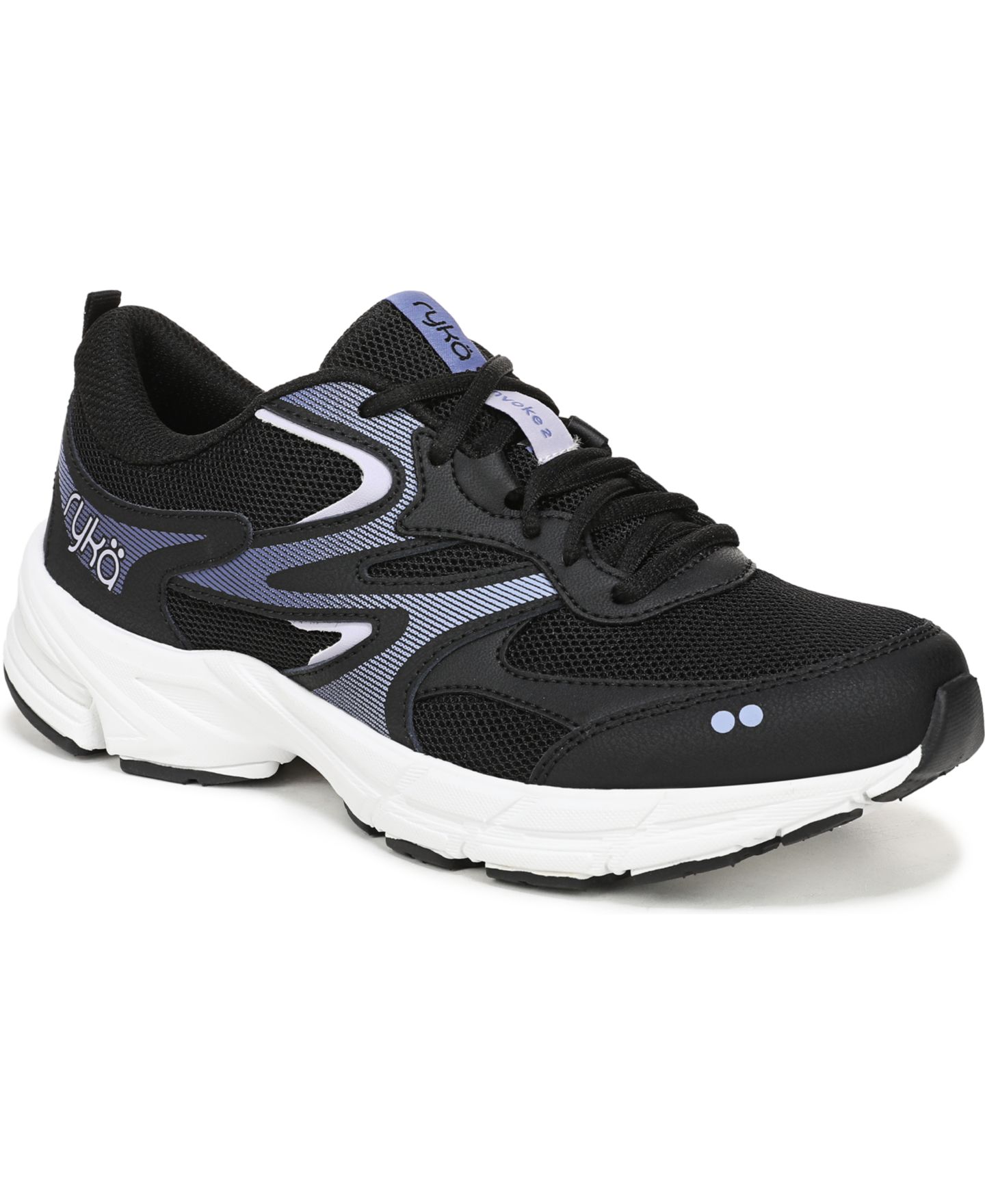 Женские кроссовки Ryka Invoke 2 Lace Up Walking, цвет: Чёрный кожаный / Сетчатый — фото 1