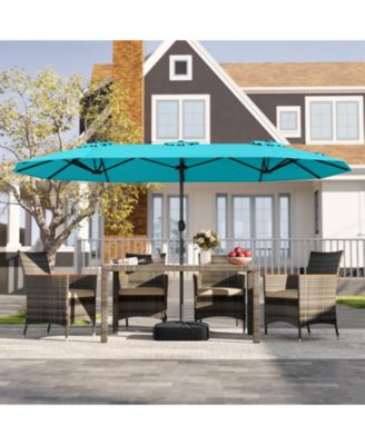 13FT Double-sided Patio Umbrella w/ Crank Handle Umbrella Base Safety Lock