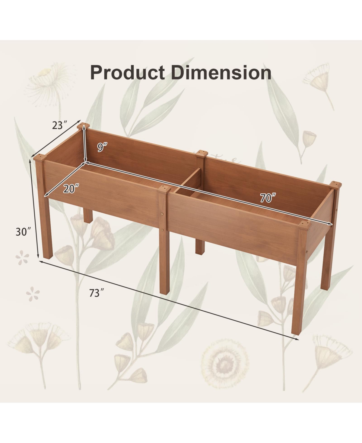 Large Raised Garden Bed with Drainage Holes and 6 Supporting Legs