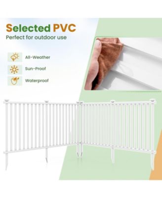 2 Piece Vinyl Picket Fence Set for Garden and Yard Decoration