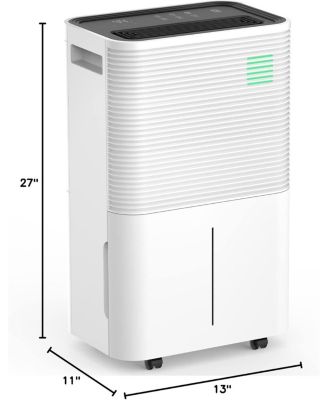 45-Pint Dehumidifier for Home, Basement & Large Rooms, White, Auto/Manual Drain, 3 Modes, Auto Defrost, Dry Clothes, 12H Timer