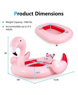 6 People Inflatable Flamingo Floating Island with 6 Cup Holders for Pool and River