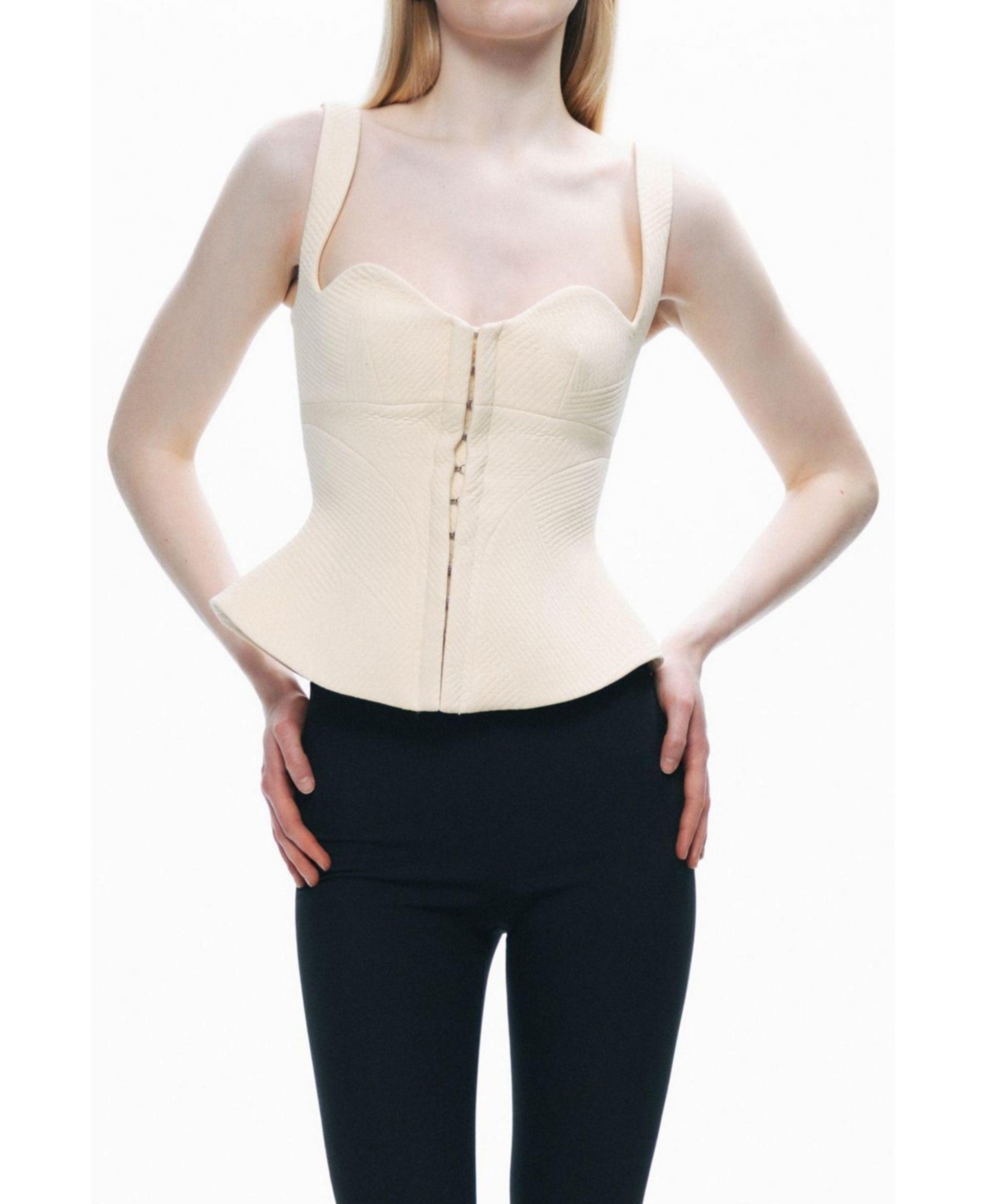 Women's Corset-Inspired Blouse - Open white