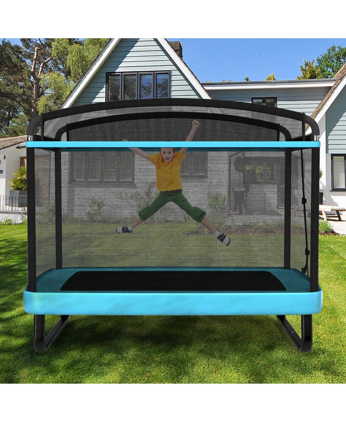 Outdoor Trampoline with Swing and Enclosure Net for Kids Jumping Entertainment