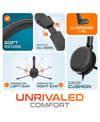 30Y Wired Computer Headset, MS Teams Compatible, Mono Headphones With Dual Noise-Cancelling Microphones, In-Line Controls, On-Ear USB Headset for PC, Laptop - Black