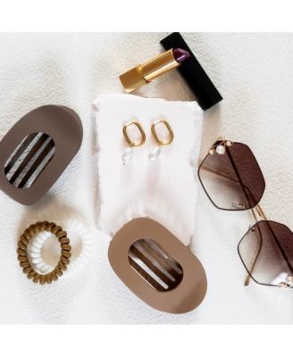 Large Oval Clip Set of 2 - Brown + Camel