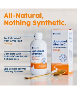 Liposomal Vitamin C 500mg with Amla Extract - High Absorption Immune Support Supplement - Orange Flavor, 30 Servings