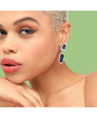 Women's Blue  Crystal Drop Earrings