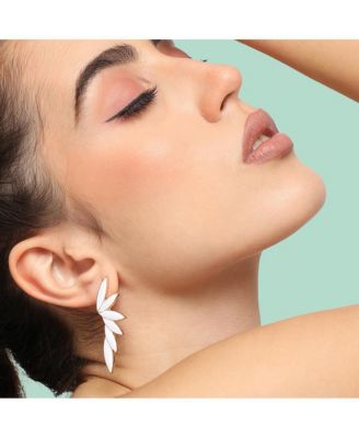 Women's White  Wing Drop Earrings