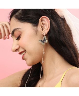 Women's Embellished Butterfly Drop Earrings